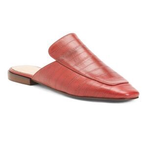 42 GOLD 6.5 Kinsey Deep Red Embossed Leather Women's Mules